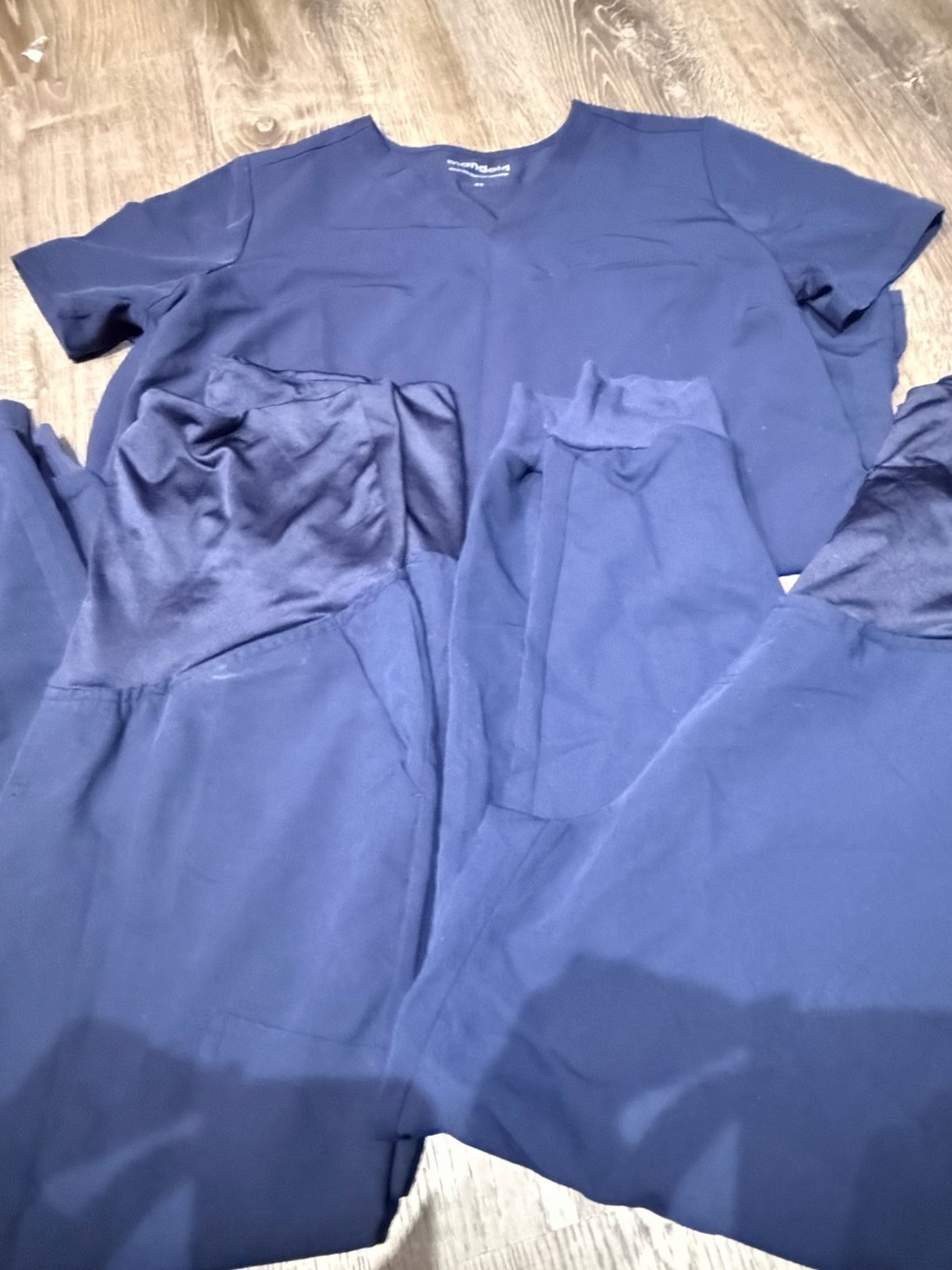 Bundle 4 + 1 Mandala Maternity Scrub Nurse Uniform Navy Blue. 4 pants 1 top